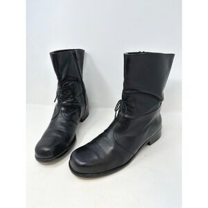 Vintage Eddie Bauer Mid Calf Leather Boots Black 8.5